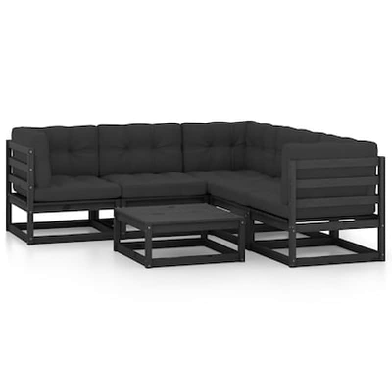 Vidaxl Σαλόνι Κήπου Σετ 6 Τεμαχίων Από Μασίφ Ξύλο Πεύκου Με Μαξιλάρια