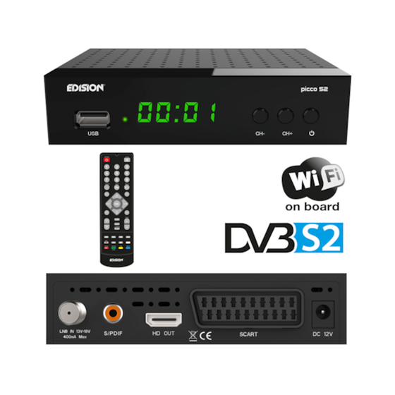 Δορυφορικός Δέκτης Edision Piccollino S2 Dvb-s,Dvb-s2 Wifi Support image 0
