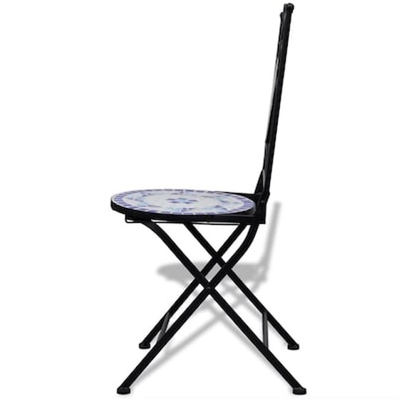 Καρέκλες Vidaxl Bistro Πτυσσόμενες Κεραμικές 2 Τεμ.  37x44x89cm - Μπλε/Λευκό image 3