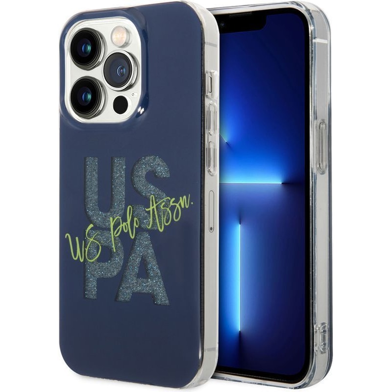 U.S. POLO ASSN Θήκη Apple iPhone 15 Pro - U.S. Polo Assn Hard Case Iml Glitter Script - Navy