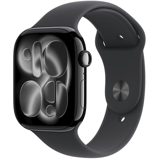 Apple Watch Series 11 GPS + Cellular 46mm Jet Black Aluminium Case with Black Sport Band - S/M image 0