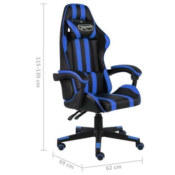 Gaming Καρέκλα Racing VidaXL Συνθετικό Δέρμα - Μπλε/Μαύρη image 5