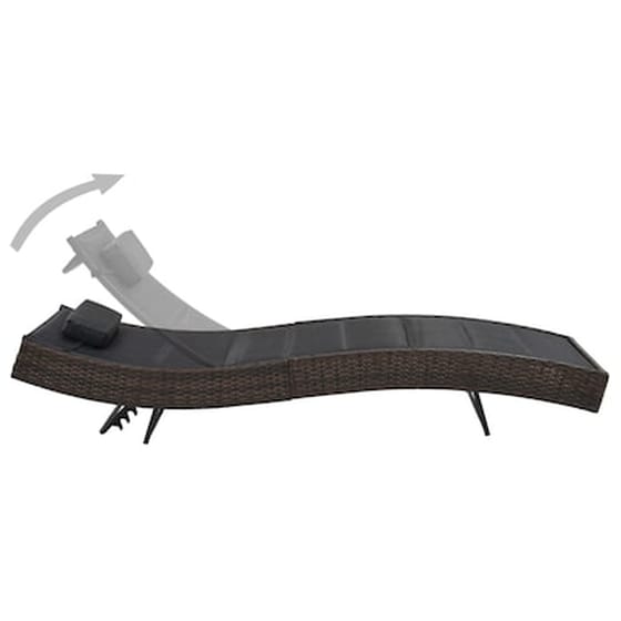 Ξαπλώστρα VidaXL από Συνθετικό Ρατάν και Textilene 213x70x40-91.5 - Μαύρο image 2