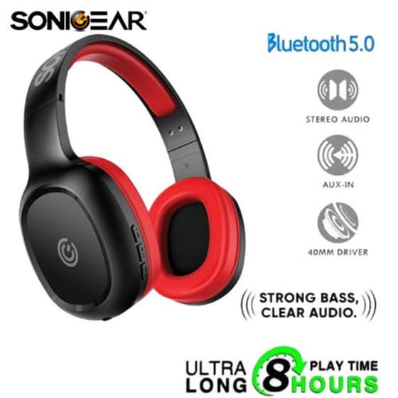 SonicGear Airphone 3 Ασύρματα Ακουστικά Κεφαλής - Κόκκινο image 1