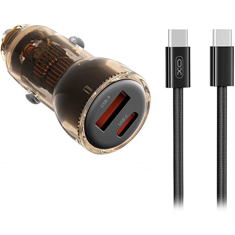 XO Φορτιστής;Καλώδιο XO CC60 USB-C/USB-A σε USB-C 1m Μαύρο/Πορτοκαλί