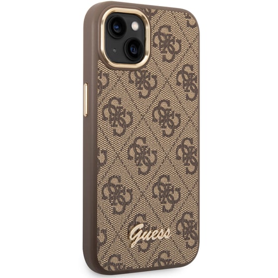 Θήκη Apple iPhone 14 Plus - Guess 4g Logo Collection Script Metal Logo - Καφέ image 6