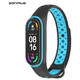 Λουράκι Sonique Σιλικόνης για Xiaomi Smart Band 7 - Μαύρο / Γαλάζιο
