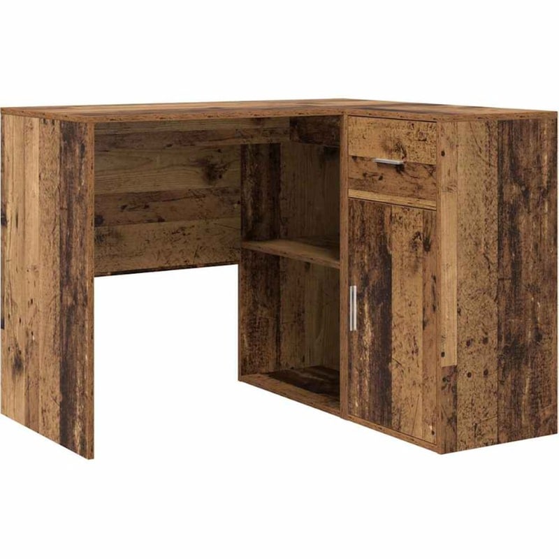 Γωνιακό Γραφείο VidaXL με Συρτάρι και Ράφι 102x88x75 cm - Παλιό Ξύλο