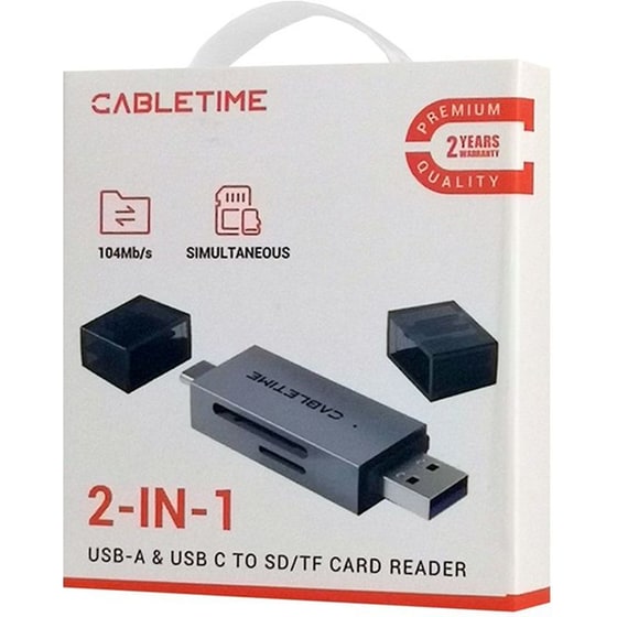 Cabletime Card Reader Ct-acsd3-ag, Sd/micro Sd, Usb/usb-c, 5gbps, Γκρι image 10