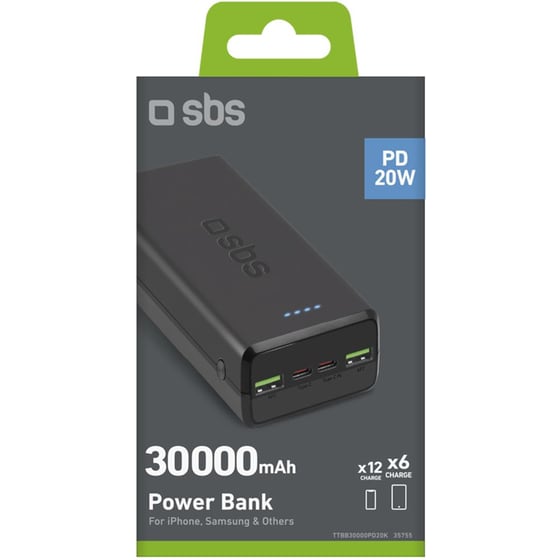 Powerbank SBS Nano 30.000mAh - Μαύρο image 1