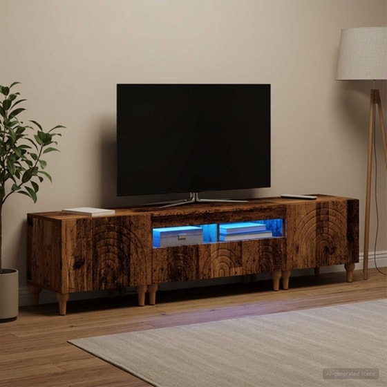Έπιπλο Τηλεόρασης VidaXL με LED 3 τμχ 178 x 35 x 43 cm - Παλαιωμένο Ξύλο image 2