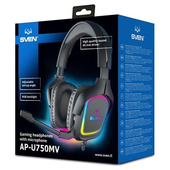 Sven AP-U750MV Gaming Ενσύρματα Ακουστικά 3.5mm/USB με RGB Φωτισμό - Μαύρα image 5