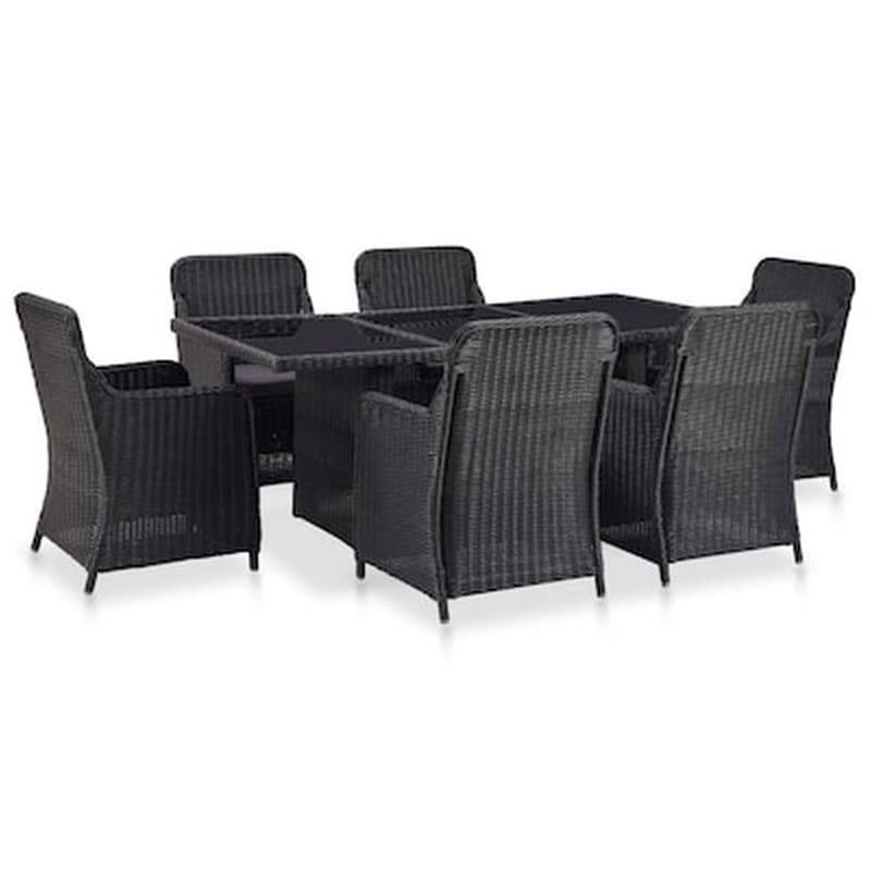 VIDAXL Vidaxl Σετ Τραπεζαρίας Εξωτερικού Χώρου 7 Τεμ. Μαύρο Συνθετικό Ρατάν