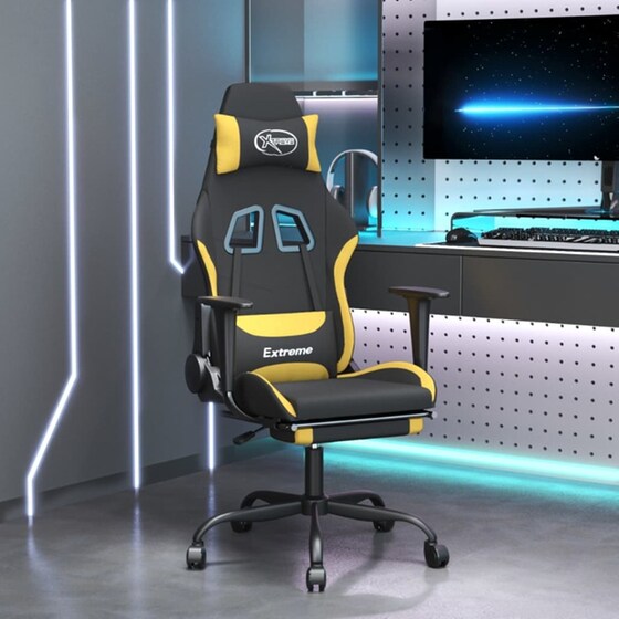 Καρέκλα Gaming VIDAXL Καρέκλα με Υποπόδιο από Ύφασμα - Μαύρη image 10