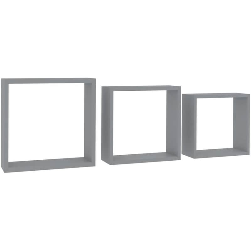Ράφια Τοίχου VidaXL Κύβοι από MDF 24-30x10x24-30 cm 3 Τμχ - Γκρι VIDAXL