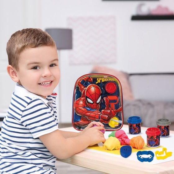 AS Company Πλαστελίνη Marvel Spiderman Τσάντα Πλάτης Με 4 Βαζάκια - Καπάκια Καλουπάκια Και 5 Εργαλεία image 1