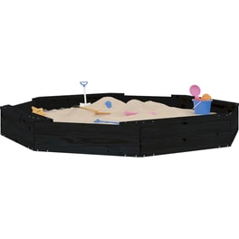 VidaXL Αμμοδόχος με Καθίσματα Οκτάγωνη 159.5x159.5x20cm Ξύλινη - Μαύρο
