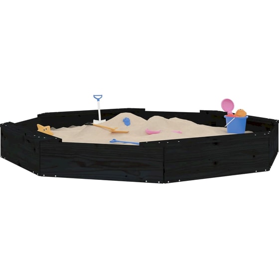 VidaXL Αμμοδόχος με Καθίσματα Οκτάγωνη 159.5x159.5x20cm Ξύλινη - Μαύρο image 0