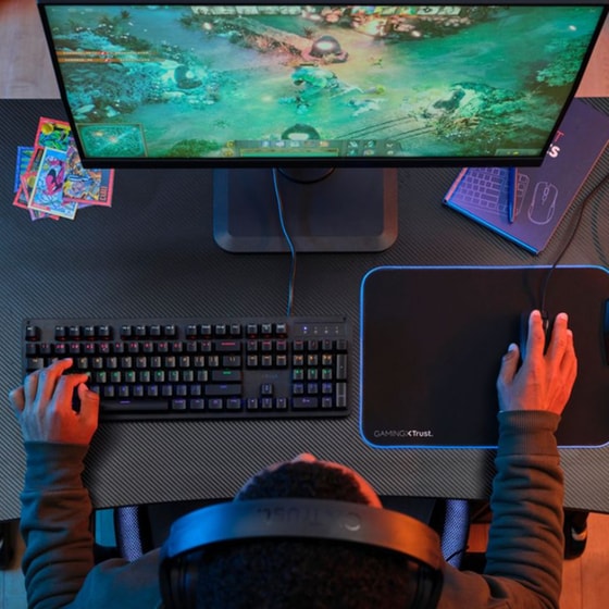 Γραφείο Gaming GXT709 Luminus RGB από Ξύλο/Μέταλλο 120x60x76 cm - Μαύρο image 2