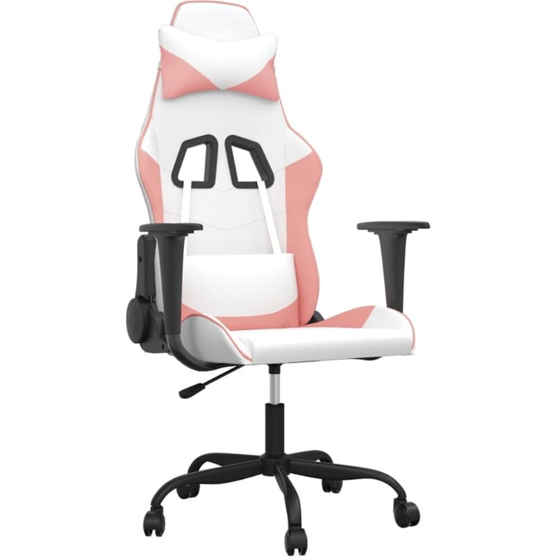 Καρέκλα Gaming VIDAXL 3143650 με Ρυθμιζόμενα Μπράτσα από Τεχνητό Δέρμα - Λευκό
