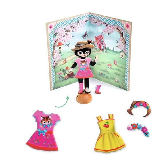 Djeco Ντύνω με Αυτοκόλλητα Ξύλινες Γατούλες image 2