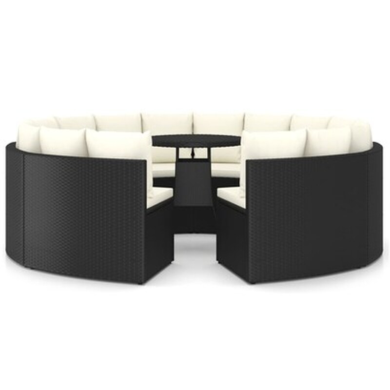 Vidaxl Σαλόνι Κήπου 9 Τεμαχίων Μαύρο Από Συνθετικό Ρατάν Με Μαξιλάρια