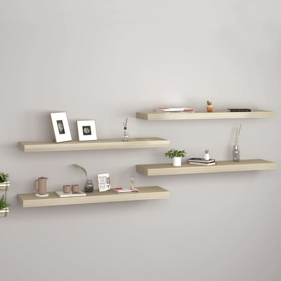 Ράφια Τοίχου VidaXL από MDF 90x23.5x3.8 cm 4 Τμχ - Μπεζ image 1