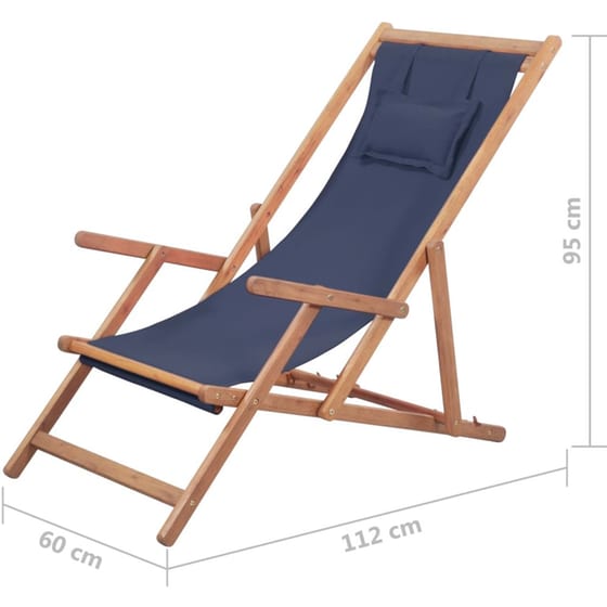 Σεζλόνγκ VidaXL Πτυσσόμενη από Ξύλο/Ύφασμα 127x60x95 cm - Μπλε image 7