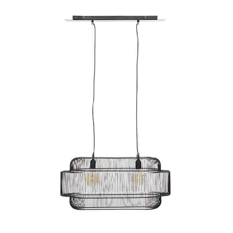 Φωτιστικό Οροφής Δίφωτο Spitishop 190640 Μεταλλικό 72.5x33x33 cm - Μαύρο