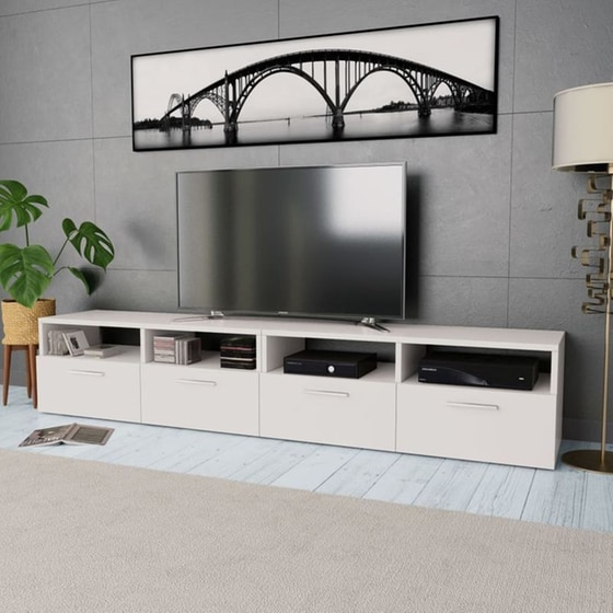 Έπιπλα Τηλεόρασης VidaXL Μοριοσανίδα 2 Τμχ 95x35x36cm - Λευκό image 1