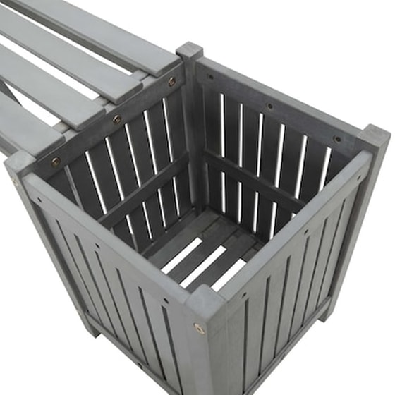 Παγκος Κήπου VidaXL με 2 Γλάστρες από Μασίφ Ξύλο Ακακίας 150x30x40 cm  Γκρι image 4