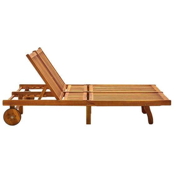 Ξαπλώστρα VidaXL από Μασίφ Ξύλο Ακακίας 200x118/123x30-85 cm - Μπορντώ/ Καφέ image 2
