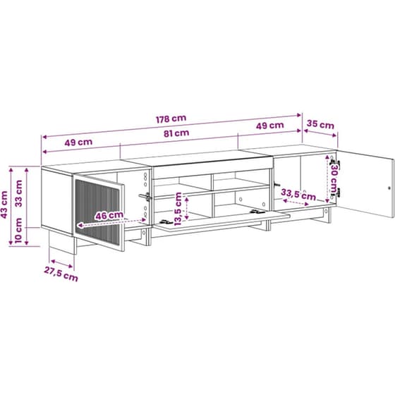 Έπιπλο Τηλεόρασης VidaXL με LED 5 τμχ 178 x 35 x 43 cm - Γκρι Sonoma image 7
