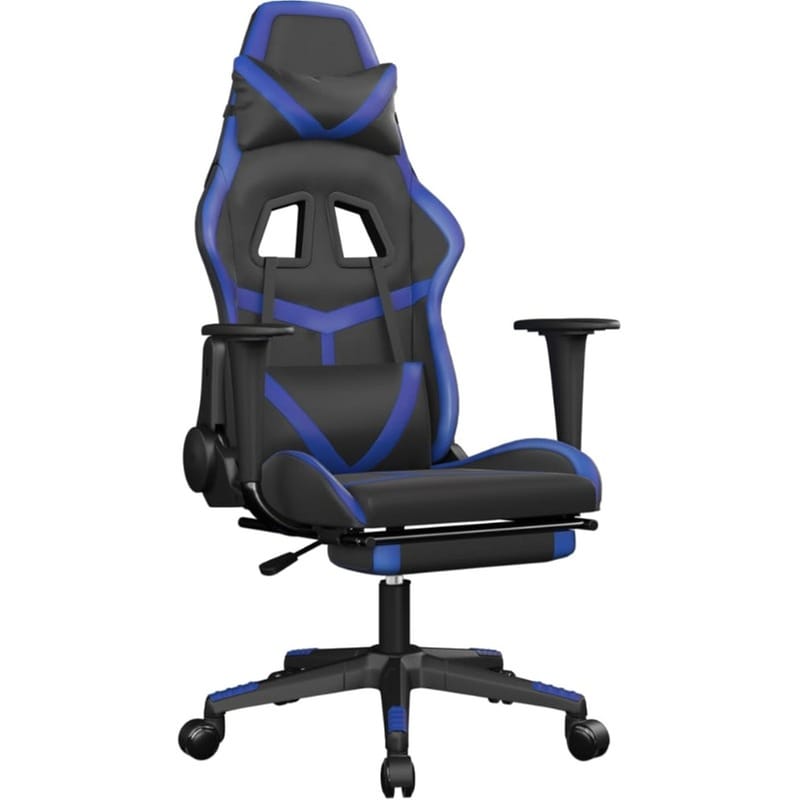 Καρέκλα Gaming VIDAXL 3143676 με Υποπόδιο από Τεχνητό Δέρμα - Μαύρο / Μπλε