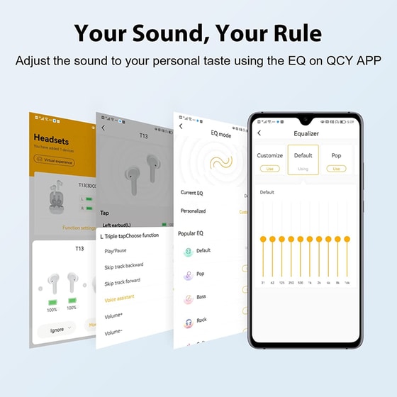 Ακουστικά Bluetooth QCY T13 NC - Ροζ image 6