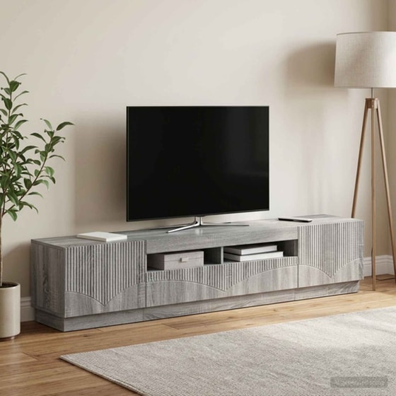 Έπιπλο Τηλεόρασης VidaXL HOORN με LED 3 τμχ 198 x 35 x 40 cm - Γκρι Sonoma image 2