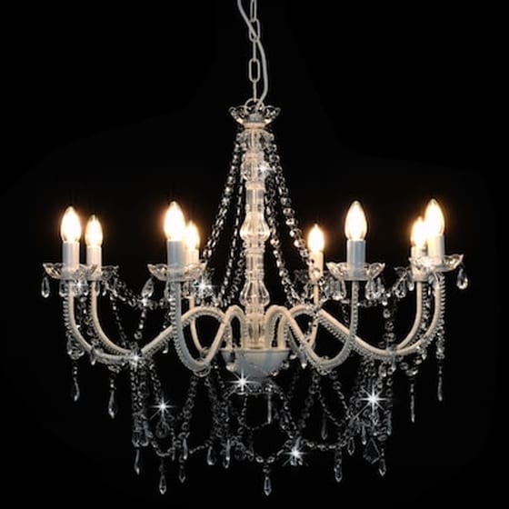 Vidaxl Πολυέλαιος Με Χάντρες Λευκός Με 8 Ντουί Ε14 image 2