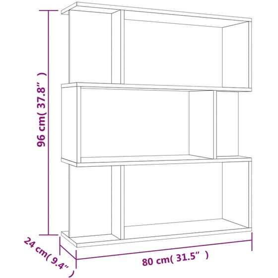 Βιβλιοθήκη VidaXL από Μοριοσανίδα 80x24x96 cm - Γκρι image 7