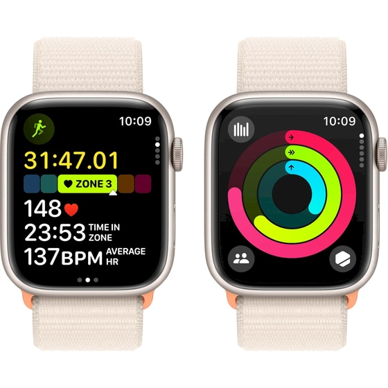 Apple Watch Series 9 Aluminium Starlight GPS 45mm - Starlight Sport Loop image 7