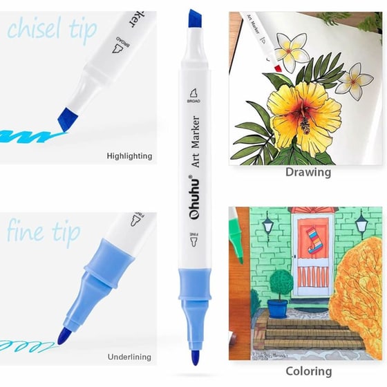 Μαρκαδόροι Σχεδίου Ohuhu Oahu Alcohol Fine Chisel (48 Τεμάχια) image 2