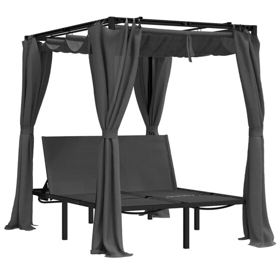 Ξαπλώστρα με Κουρτίνες VidaXL από Χάλυβα 207x153x204 cm - Ανθρακί image 0