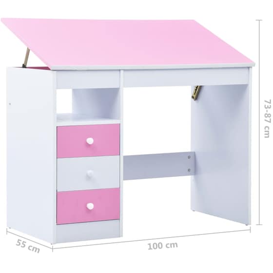 Γραφείο Σχεδίασης VidaXL από Μοριοσανίδα 110x55cm - Λευκό/Ροζ image 10
