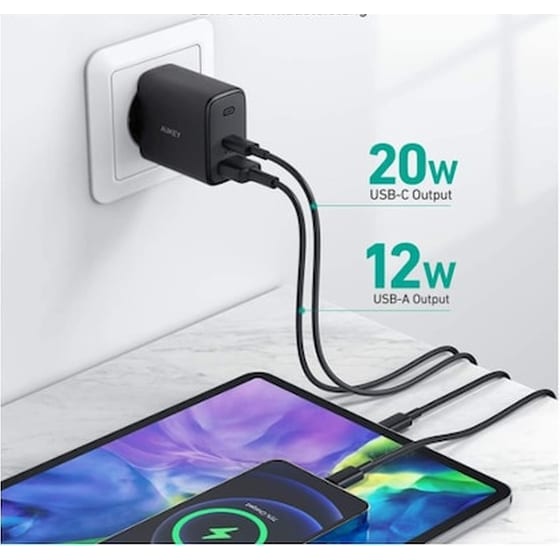 Φορτιστής Πρίζας Aukey Pa-f3s Swift Series 30W 2-port Pd Usb-C,Usb - Black image 4
