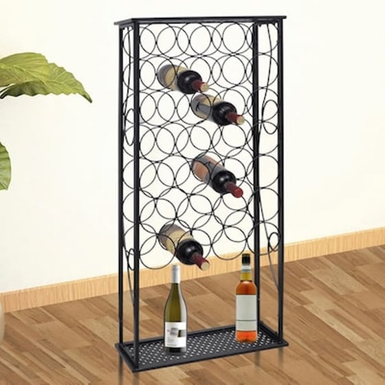 Κάβα/Ραφιέρα Κρασιών Vidaxl Από Μέταλλο Για 28 Μπουκάλια - Μαύρη image 1
