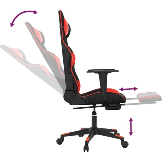 Καρέκλα Gaming VIDAXL 3143765 με Υποπόδιο από Τεχνητό Δέρμα - Μαύρο image 5