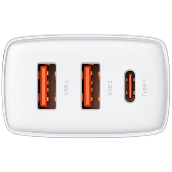 Φορτιστής Πρίζας Baseus CCXJ-E02 Usb-C/2xUsb 30W - White image 3