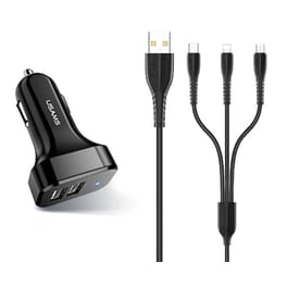 Usams Φορτιστής Αυτοκινήτου C13 Και Καλώδιο 3 Σε 1, 2x Usb, 2.1a, Μαύρο
