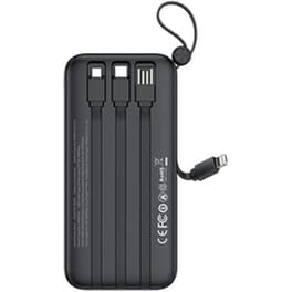 Powerbank XO PR280 30.000mAh 10W με 4 ενσωματωμένα καλώδια - Black
