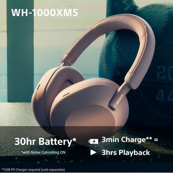 Sony WH-1000XM5 Premium Noise Cancelling Wireless Over Ear Headphones - Smoky Pink image 5