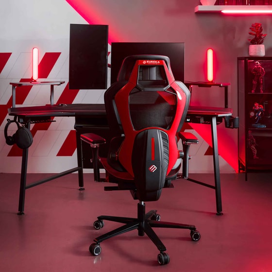 Καρέκλα Gaming Eureka Ergonomic Hybrid Typhon ERK-GC05-R από Ύφασμα - Μαύρη/Κόκκινη image 9
